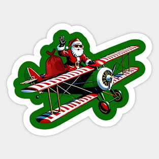 Santa in an Airplane Sticker